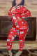 Red Casual Character Print Hooded Collar Regular Jumpsuits