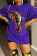 Blue Casual Print Patchwork O Neck T-Shirts