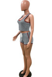 Grey Fashion Active Solid Two Piece Suits Straight Sleeveless Two Pieces