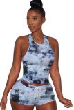Pink Fashion Sexy adult Patchwork Print Character Tie Dye Two Piece Suits Straight Sleeveless Two Pieces