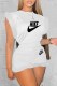 White Fashion Elegant Print Patchwork Letter O Neck Sleeveless Two Pieces
