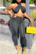 Black Sexy Solid Bandage Patchwork Halter Sleeveless Two Pieces