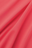 Rose Red Sexy Solid Patchwork Strapless Sleeveless Two Pieces