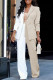 Apricot Casual Solid Patchwork Buttons Turn-back Collar Long Sleeve Two Pieces