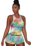 Stripe Fashion Sexy adult Patchwork Print Character Tie Dye Two Piece Suits Straight Sleeveless Two Pieces