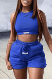 Coffee Fashion Casual Solid Patchwork O Neck Sleeveless Two Pieces