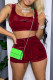 Red Fashion Sportswear Print Patchwork U Neck Sleeveless Two Pieces
