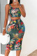 Olive Green Sexy Casual Print Patchwork U Neck Sleeveless Two Pieces