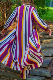 Red Fashion Casual Patchwork Print Patchwork Turndown Collar Long Sleeve Two Pieces