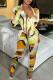Multicolor Sexy Print Bandage Patchwork Buckle Backless Asymmetrical Turndown Collar Long Sleeve Two Pieces