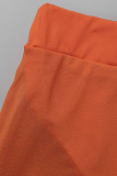 Red Sexy Solid Patchwork See-through Regular High Waist Pencil Solid Color Bottoms