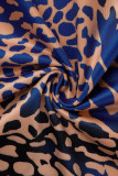 Leopard Print Fashion Sexy Print Draw String Frenulum Backless Slit Strapless Sleeveless Two Pieces