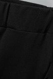 Black Fashion Casual Solid Tassel Regular High Waist Pencil Trousers