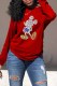 Red Fashion Casual Character Letter O Neck Tops