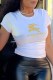 White Fashion Casual Print Letter O Neck T-Shirts