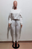Red Sportswear Solid Patchwork O Neck Long Sleeve Two Pieces