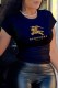 Black Fashion Casual Print Letter O Neck T-Shirts