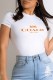 White Fashion Casual Print Letter O Neck T-Shirts