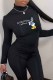 Black Fashion Street Character Letter Turtleneck Tops