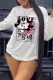 White Fashion Casual Character Letter O Neck Tops