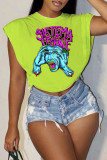Pink Fashion Casual Print Patchwork O Neck T-Shirts
