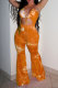 Ginger Fashion Sexy Print Bandage Hollowed Out Backless Halter Regular Jumpsuits