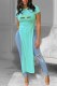 Mint green Fashion Casual Print Letter O Neck T-Shirts