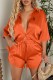 Orange Fashion Sexy Print Letter Turndown Collar Short Sleeve Two Pieces