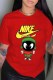 Red Fashion Casual Print Patchwork O Neck T-Shirts