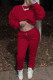 Red Sportswear Solid Patchwork O Neck Long Sleeve Two Pieces