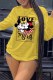 Yellow Fashion Casual Character Letter O Neck Tops