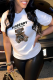White Fashion Street Print Patchwork O Neck T-Shirts