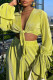 Yellow Fashion Casual Solid Bandage Patchwork V Neck Long Sleeve Two Pieces