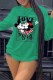 Green Fashion Casual Character Letter O Neck Tops
