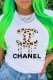 White Casual Fashion Print Letter O Neck T-Shirts
