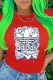 Red Fashion Street Print Letter O Neck T-Shirts