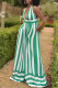 Green Sexy Casual Striped Print Bandage Backless Halter Regular Jumpsuits