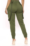 Green Fashion Casual Solid Patchwork Regular High Waist Conventional Patchwork Bottoms