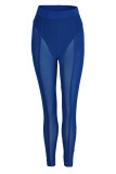 Red Sexy Solid Patchwork See-through Regular High Waist Pencil Solid Color Bottoms