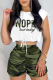 Army Green Casual Print Patchwork O Neck Sleeveless Two Pieces
