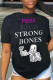 Black Fashion Street Print Patchwork Letter O Neck T-Shirts