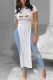 White Fashion Casual Print Letter O Neck T-Shirts