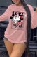 Pink Fashion Casual Character Letter O Neck Tops