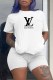White Fashion Casual Print Letter O Neck Short Sleeve Two Pieces