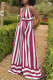 Red Sexy Casual Striped Print Bandage Backless Halter Regular Jumpsuits