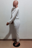 Red Sportswear Solid Patchwork O Neck Long Sleeve Two Pieces