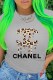 Grey Casual Fashion Print Letter O Neck T-Shirts