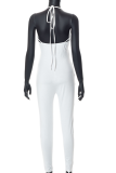 White Sexy Solid Patchwork Spaghetti Strap Skinny Jumpsuits