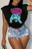 Pink Fashion Casual Print Patchwork O Neck T-Shirts