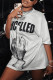 White Fashion Casual Print Patchwork O Neck T-Shirts